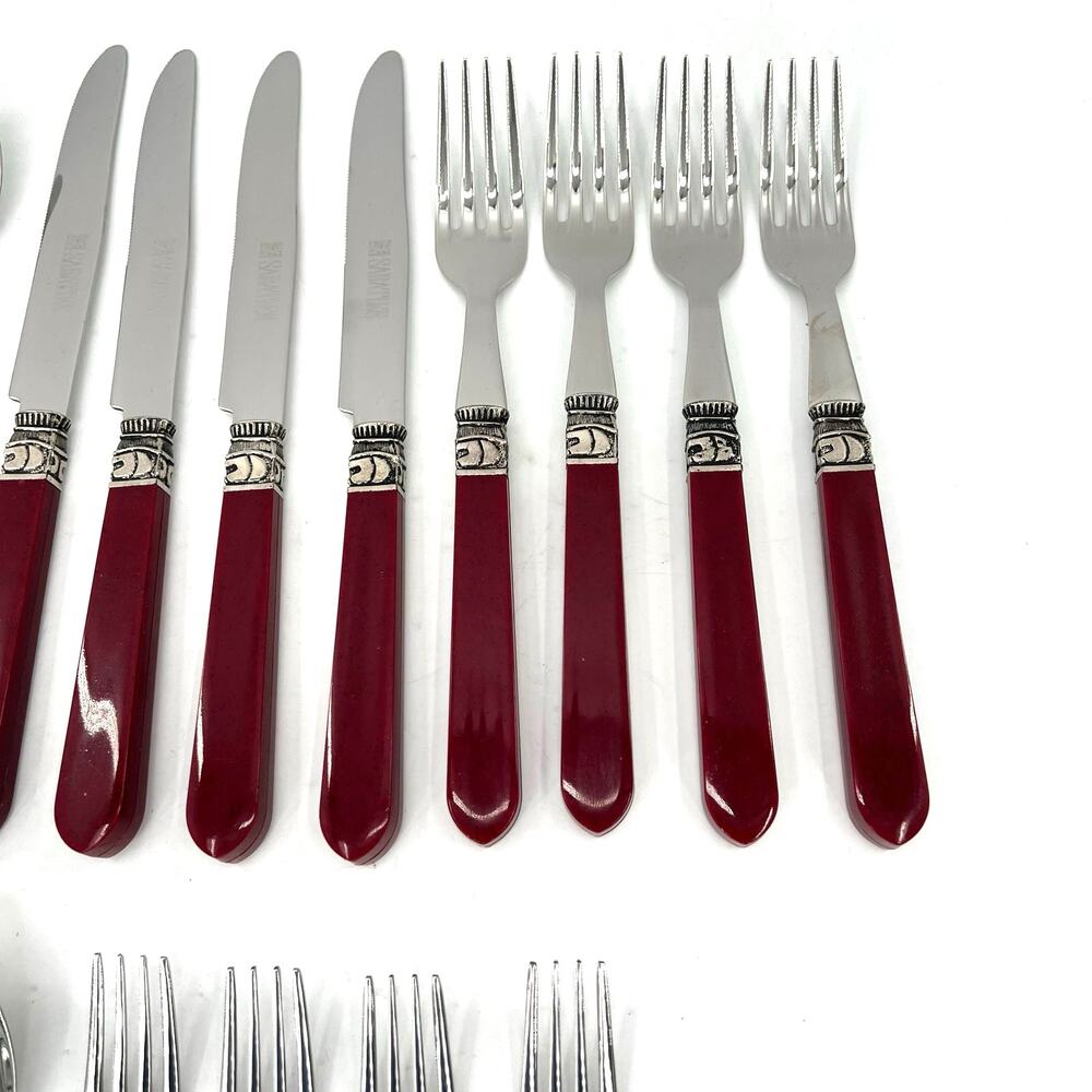SABATIER CANNES Burgundy full set  Stainless Steel Flatware - Picture 4 of 8